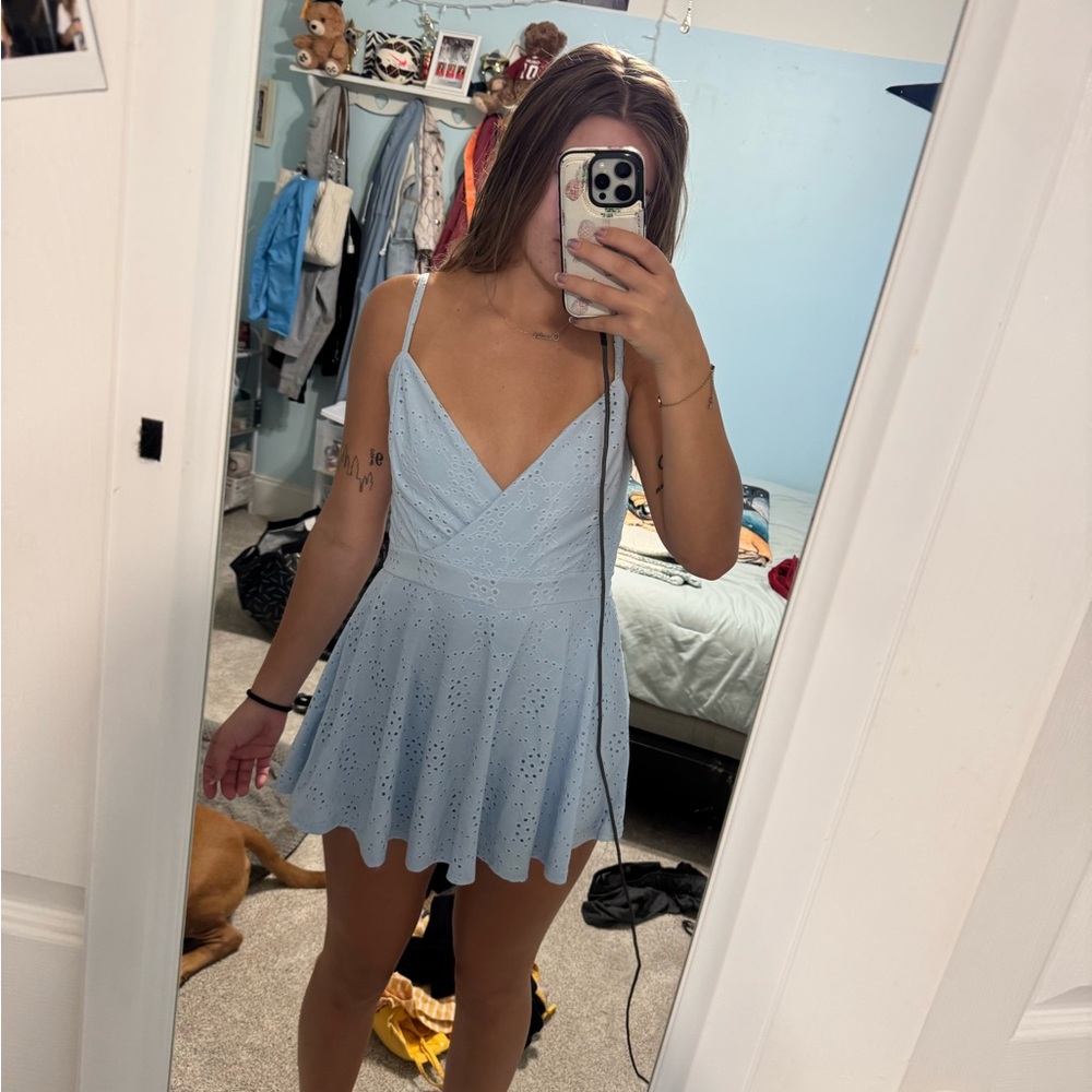Rue21 Blue Sleeveless V-Neck Mini Sundress